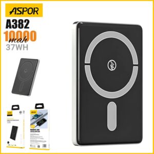 ASPOR A382 10, 000mAh Mini Power Bank  Magnetic Wireless Fast Charging