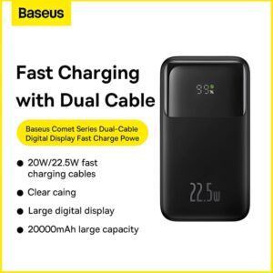 Baseus Comet 20, 000mAh Power Bank  22.5W Fast Charging & Dual Cables