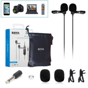 Dual Head 3.5mm TRRS Condenser Lavalier Microphone PC Mobile Phone