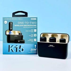 Remax K15 Dual Noise Cancelling Wireless Lavalier Microphone With Plug & Play Long Battery Life & Wide Compatibility