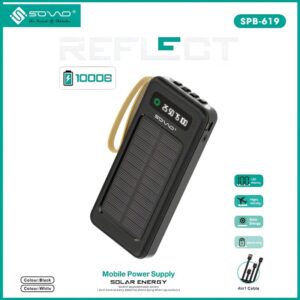 SOVO SPB-619 Solar Power Bank ? 10,000mAh LED Display & High-Quality Build