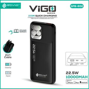 SOVO ViGO SPB-602 10, 000mAh Power Bank  22.5W Fast Charging & Digital Display